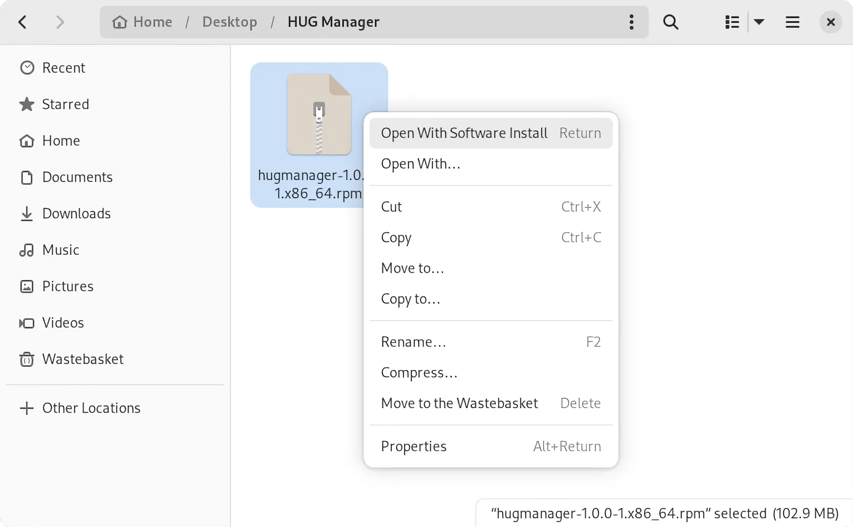 Gnome Files Window