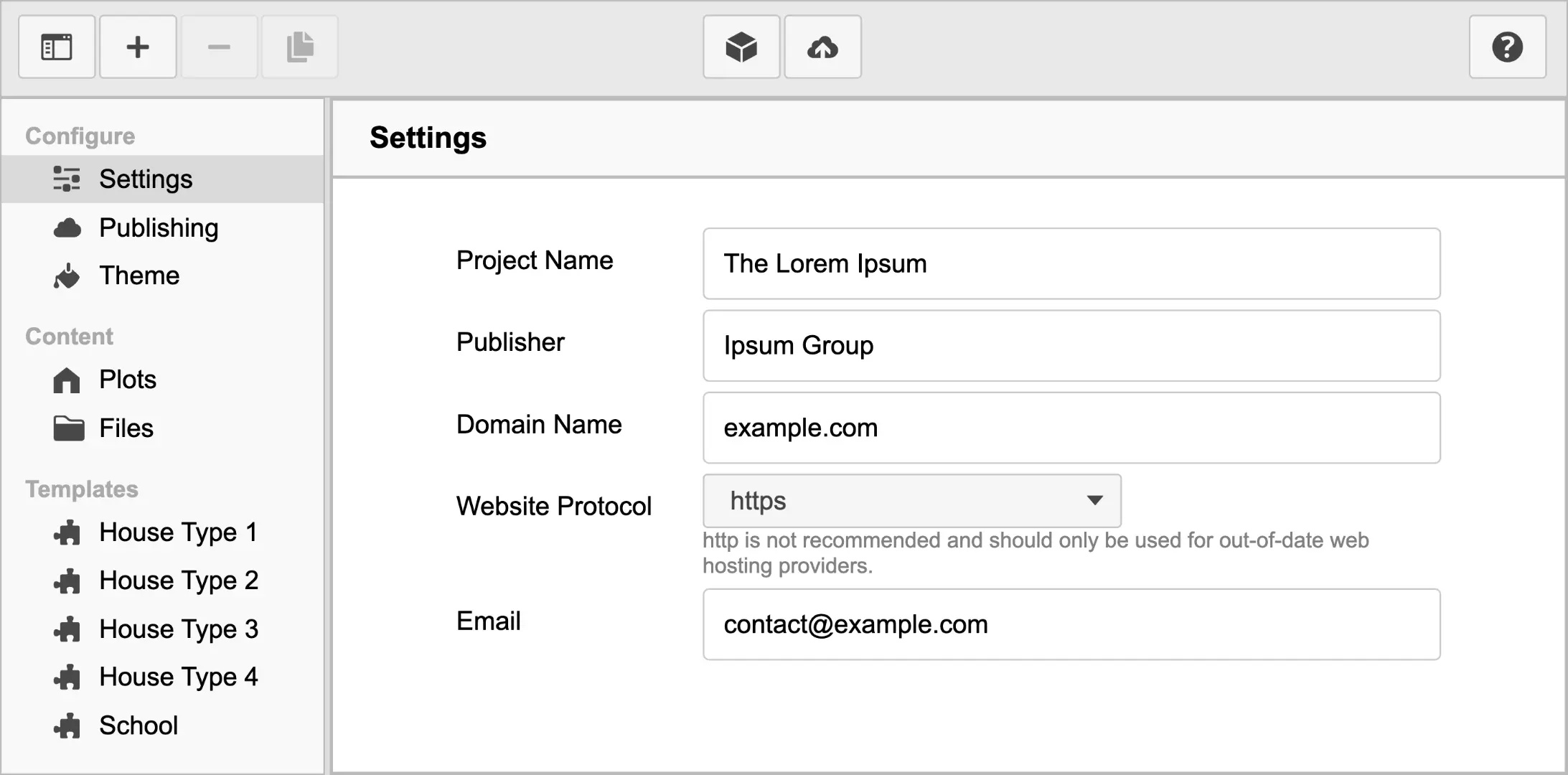 Settings User Interface
